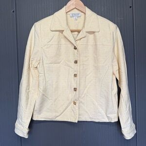 ST JOHN Sport Essentials Butter Yellow Beige Button Front Collared Jacket Size P